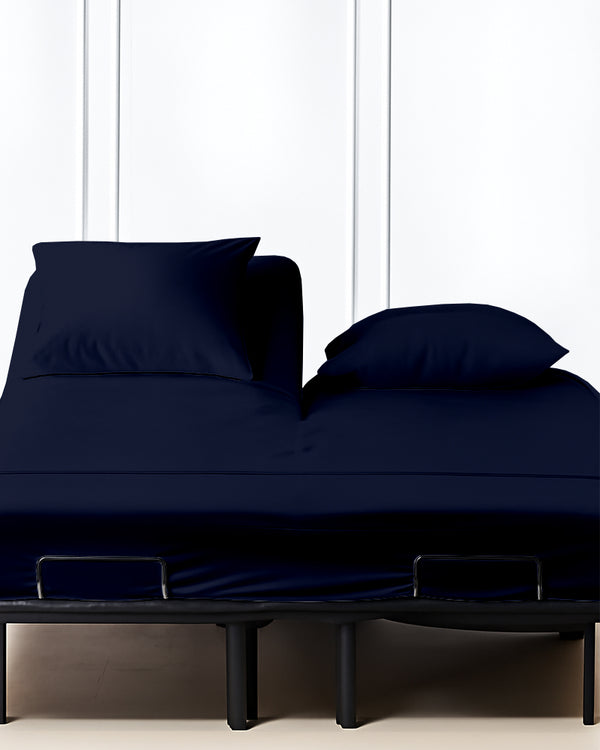 SplitLuxe Giza 4-Piece Split Head Sheet Set – Midnight Navy Blue