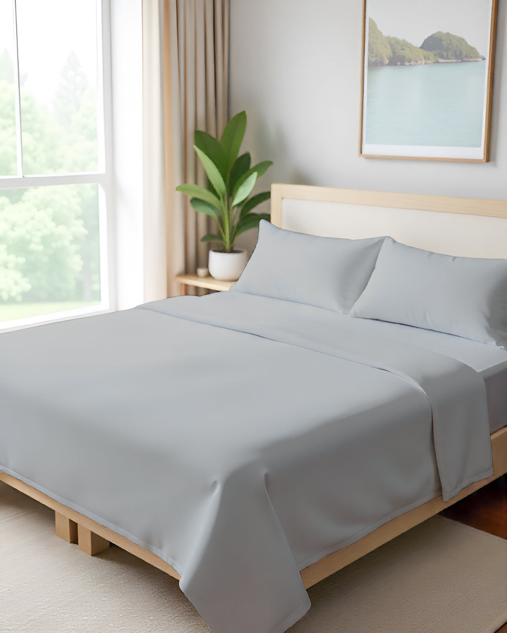 FlexNest 5 Piece Split Bed Sheet Set- Light Gray