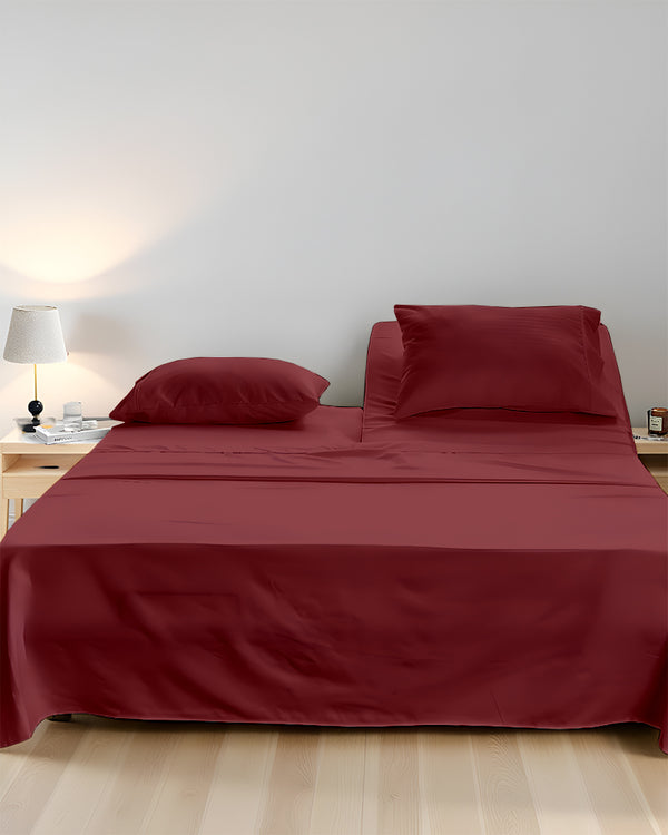 SleepEase Split Head 4 Piece Sheet Set- Burgundy