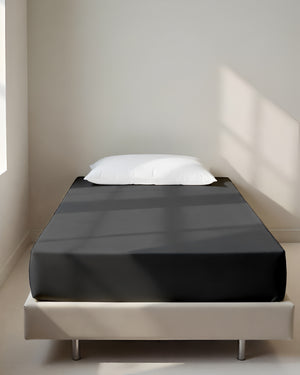 Luxe Giza Cotton 1 Piece Cot Fitted Sheet - Dark Gray