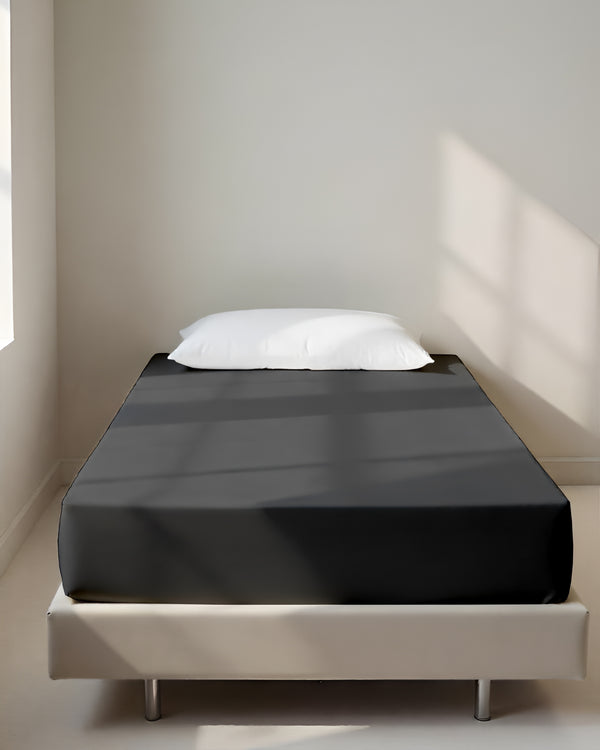 Luxe Giza Cotton 1 Piece Cot Fitted Sheet - Dark Gray