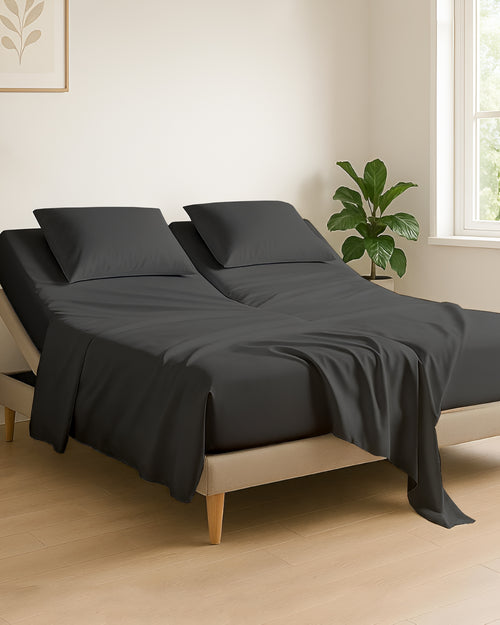 Serenity Split –  Premium Cotton 4 Piece Split Head Sheet Set- Dark Gray