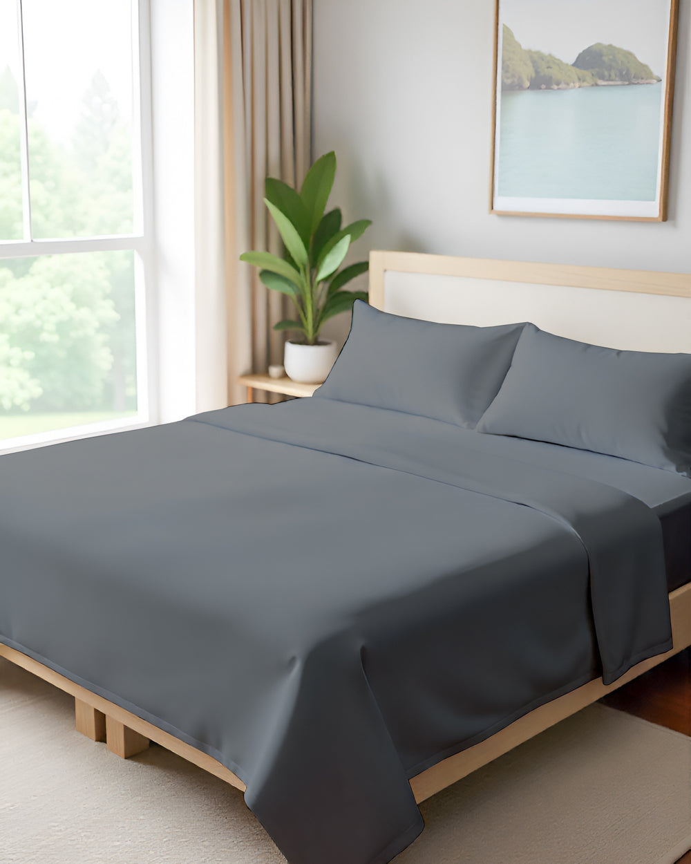 FlexNest 5 Piece Split Bed Sheet Set- Dark Gray