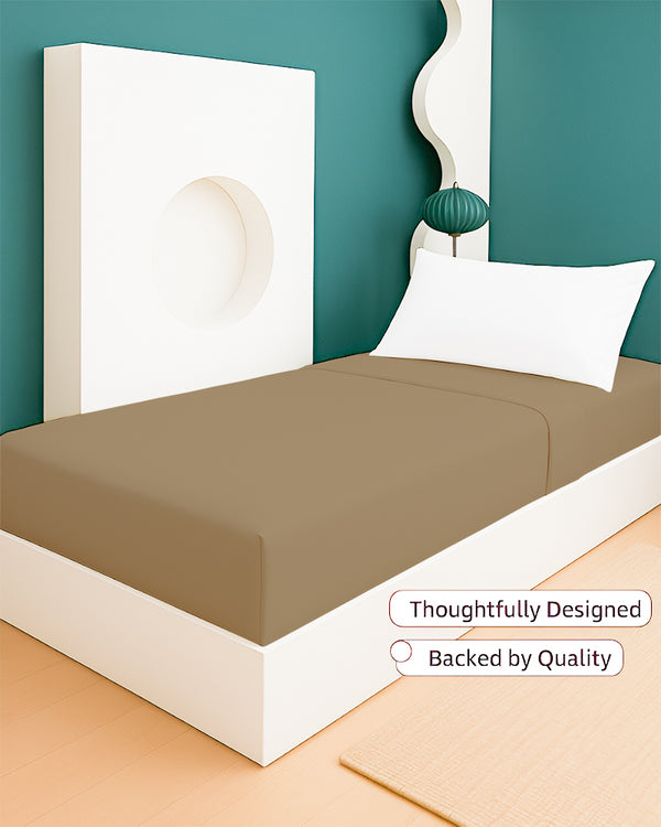SoftHaven 1 Piece Cotton Cot Fitted Bed Sheet - Taupe