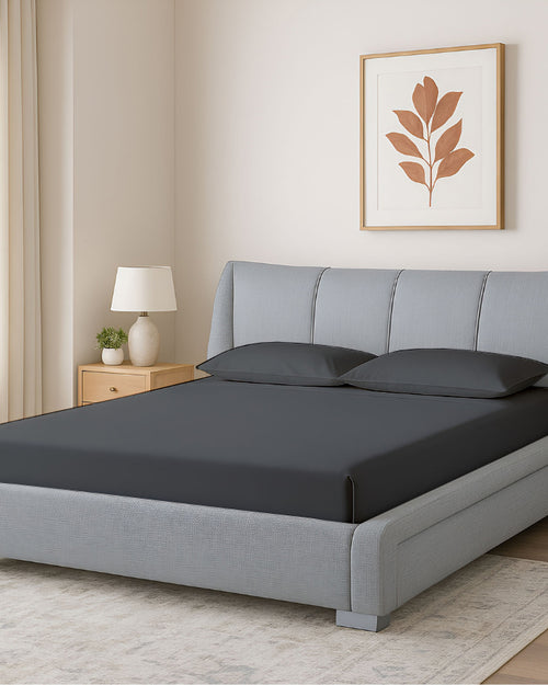 Oceanbreeze Premium Cotton 4 Piece Sheets Set for Waterbeds - Dark Gray