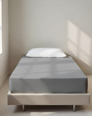 Luxe Giza Cotton 1 Piece Cot Fitted Sheet - Light Gray