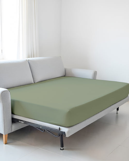 SmartSleep 1 Piece Deep Pocket Cotton Fitted Sheet for Convertible Sofa Beds - Sage