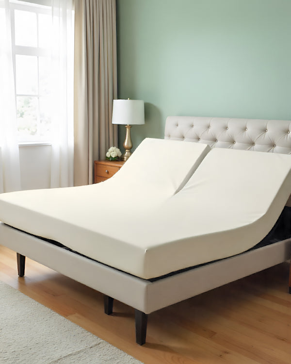 PureEase 1 Piece Top Split Microfiber Fitted Sheet- Ivory