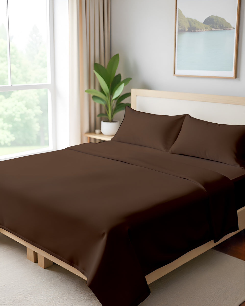 FlexNest 5 Piece Split Bed Sheet Set- Chocolate