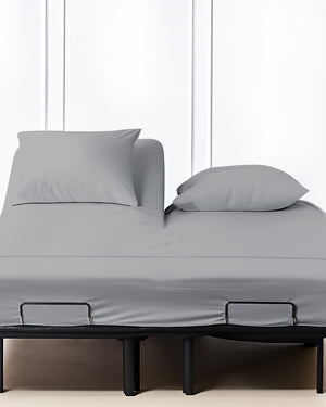 SplitLuxe Giza 4-Piece Split Head Sheet Set – Cool Light Gray