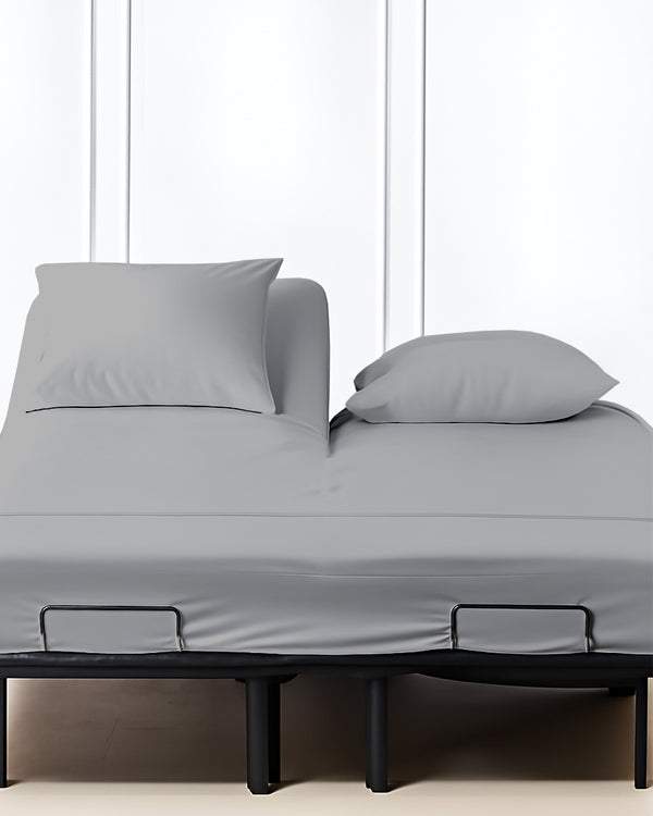 SplitLuxe Giza 4-Piece Split Head Sheet Set – Cool Light Gray