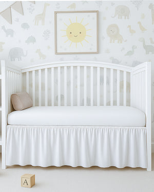 Microfiber Ruffled Crib Bed Skirt with Split Corners- White-baby bedding-Shreem Linen-Slumber Sphere