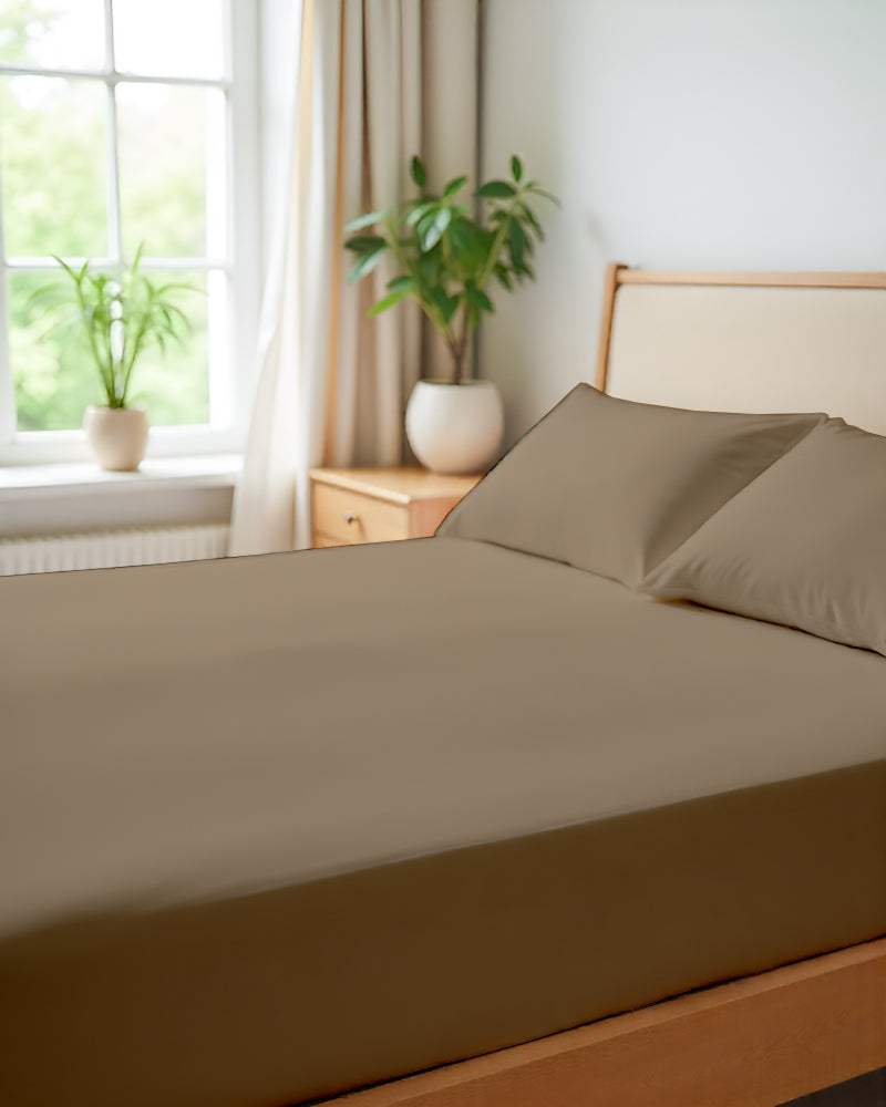 SleepNest 3 Piece Brushed Microfiber Fitted Sheet Set- Taupe
