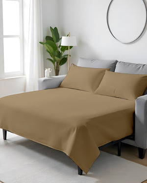 FlexFit Comfort Cotton 4-Piece Sleeper Sofa Sheet Set - Taupe