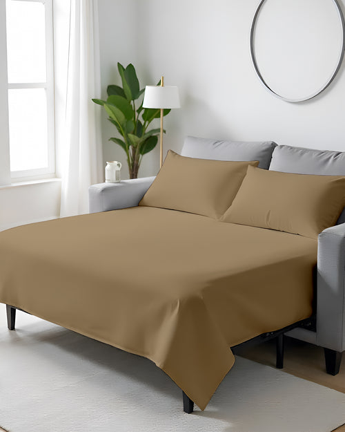 FlexFit Comfort Cotton 4-Piece Sleeper Sofa Sheet Set - Taupe