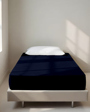 Luxe Giza Cotton 1 Piece Cot Fitted Sheet - Navy Blue
