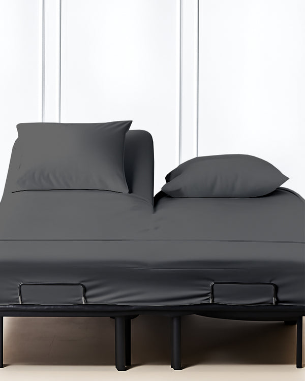 SplitLuxe Giza 4-Piece Split Head Sheet Set – Charcoal Dark Gray