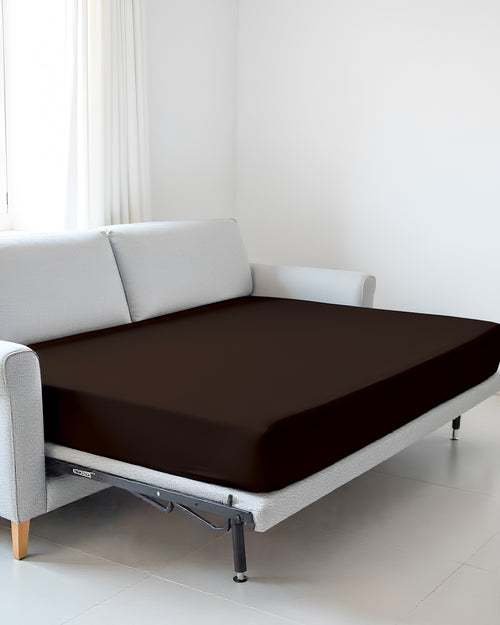 SmartSleep 1 Piece Deep Pocket Cotton Fitted Sheet for Convertible Sofa Beds - Chocolate