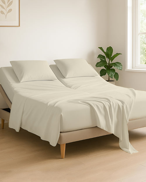 Serenity Split –  Premium Cotton 4 Piece Split Head Sheet Set- Ivory