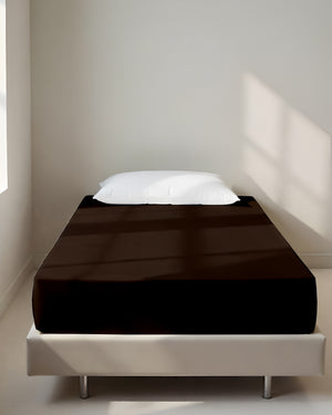 Luxe Giza Cotton 1 Piece Cot Fitted Sheet - Chocolate