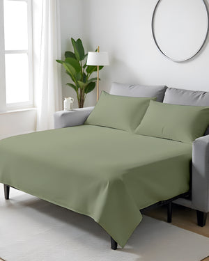 FlexFit Comfort Cotton 4-Piece Sleeper Sofa Sheet Set - Sage