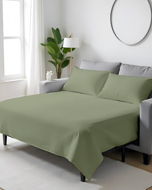 FlexFit Comfort Cotton 4-Piece Sleeper Sofa Sheet Set - Sage