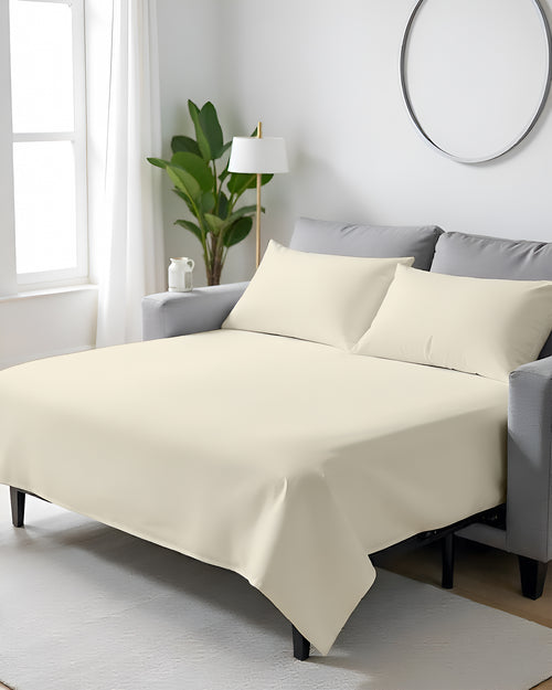 FlexFit Comfort Cotton 4-Piece Sleeper Sofa Sheet Set - Ivory
