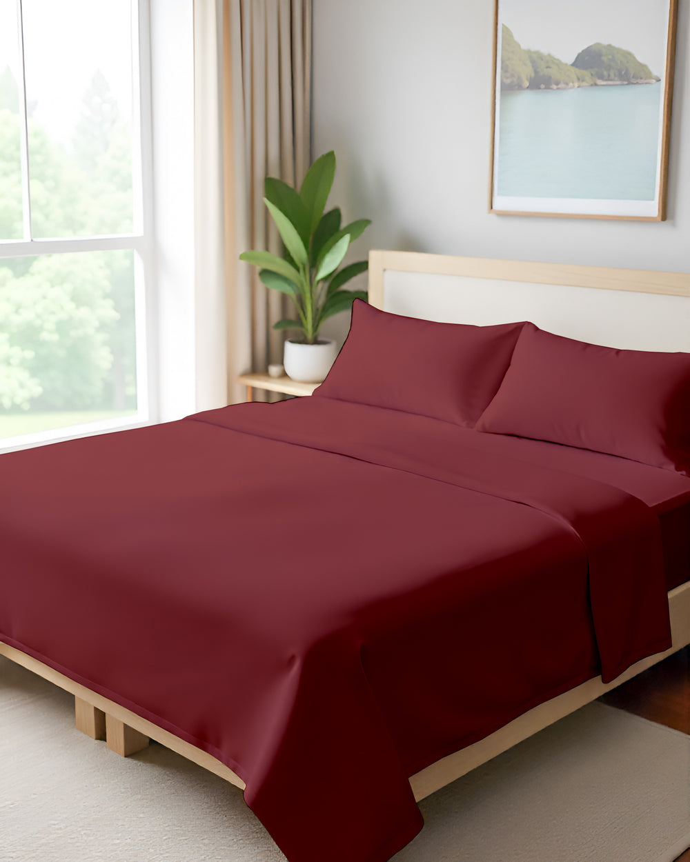 FlexNest 5 Piece Split Bed Sheet Set- Burgundy