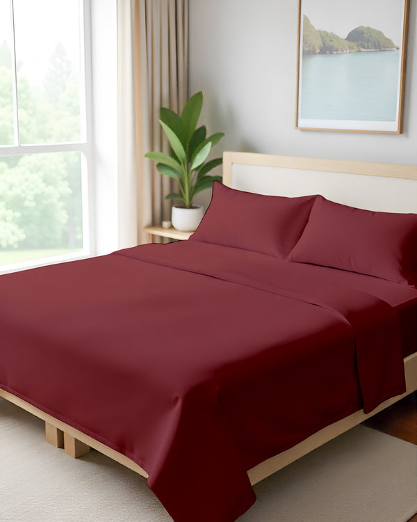 FlexNest 5 Piece Split Bed Sheet Set- Burgundy