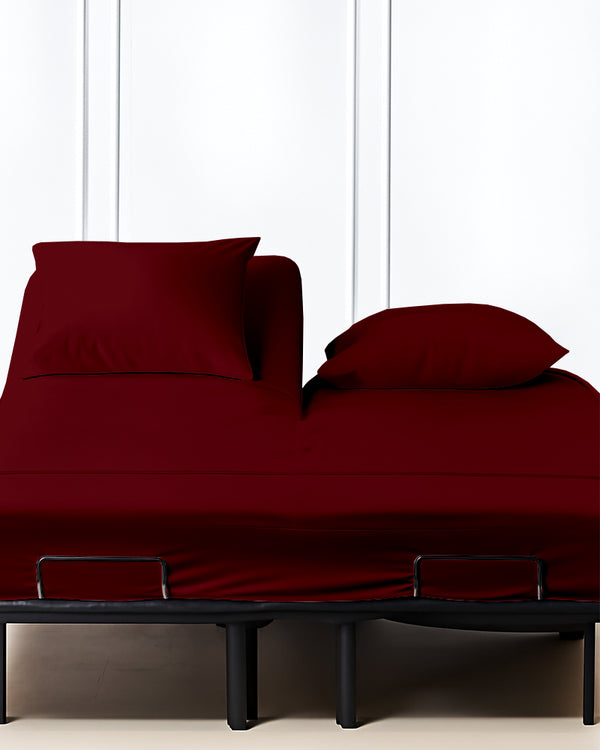 SplitLuxe Giza 4-Piece Split Head Sheet Set – Luxe Burgundy