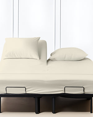 SplitLuxe Giza 4-Piece Split Head Sheet Set – Whisper Ivory