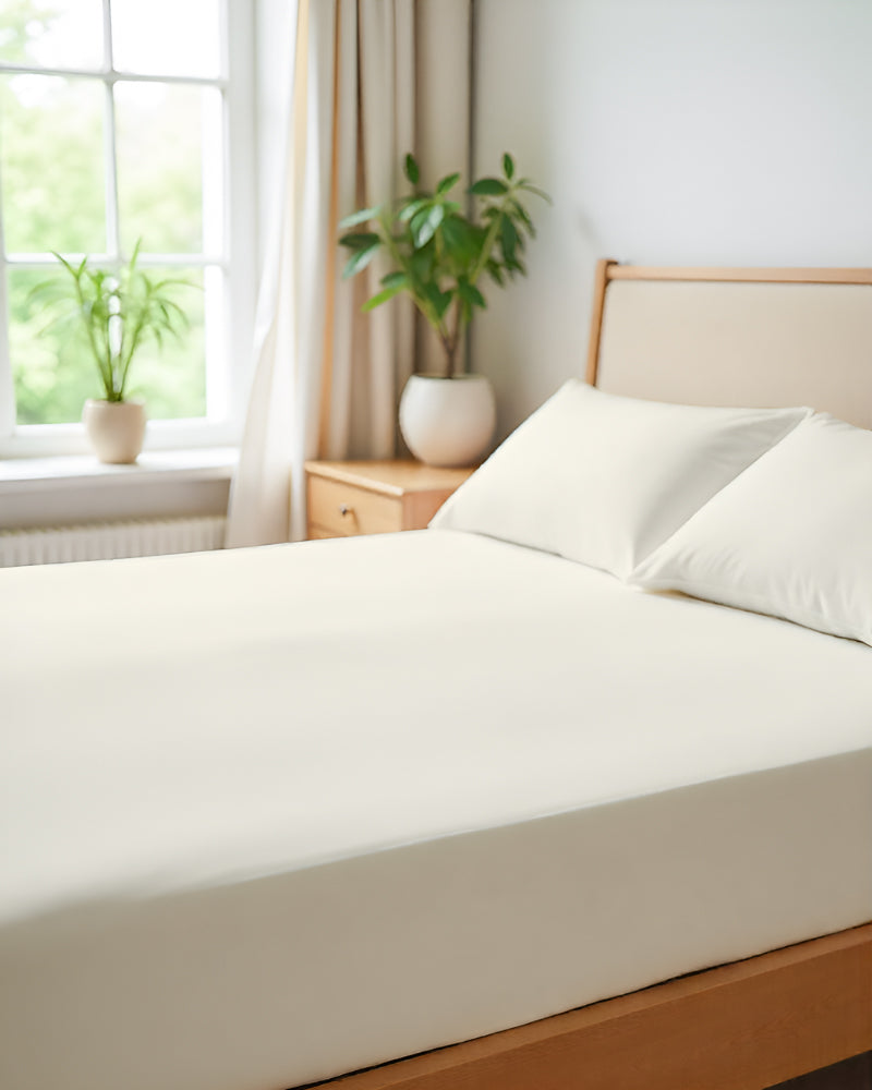 SleepNest 3 Piece Brushed Microfiber Fitted Sheet Set- Ivory