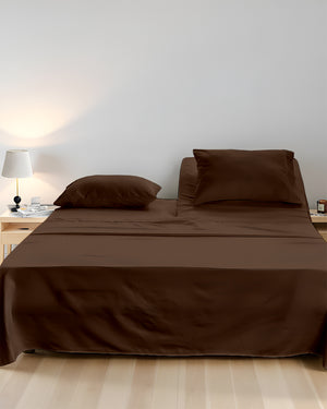 SleepEase Split Head 4 Piece Sheet Set- Chocolate