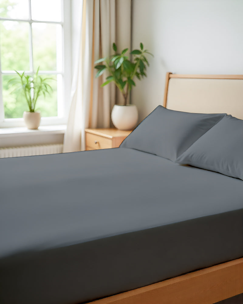 SleepNest 3 Piece Brushed Microfiber Fitted Sheet Set- Dark Gray