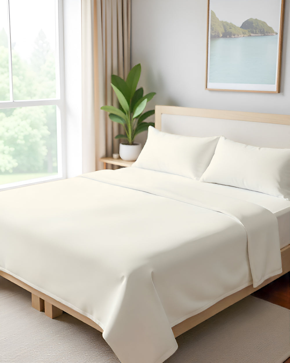 FlexNest 5 Piece Split Bed Sheet Set- Ivory