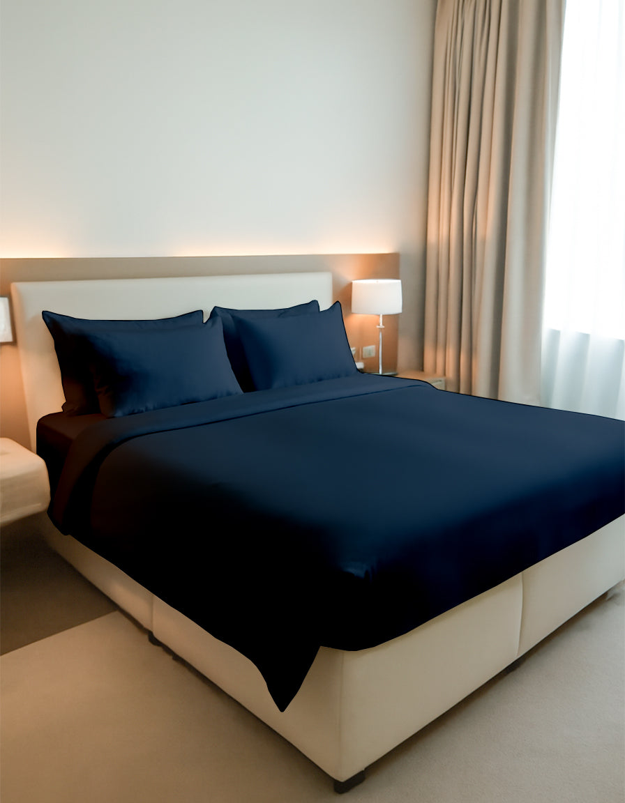 EliteFlex - 7 Piece Cotton Split Sheet Set for Adjustable Beds - Navy Blue
