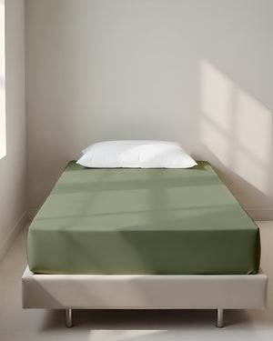 Luxe Giza Cotton 1 Piece Cot Fitted Sheet - Sage