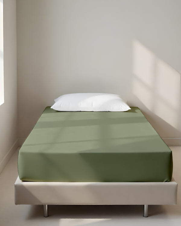Luxe Giza Cotton 1 Piece Cot Fitted Sheet - Sage