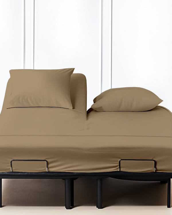 SplitLuxe Giza 4-Piece Split Head Sheet Set – Earth Taupe