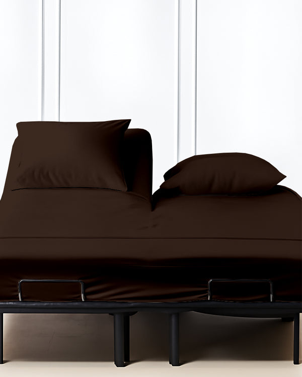 SplitLuxe Giza 4-Piece Split Head Sheet Set – Cocoa Chocolate