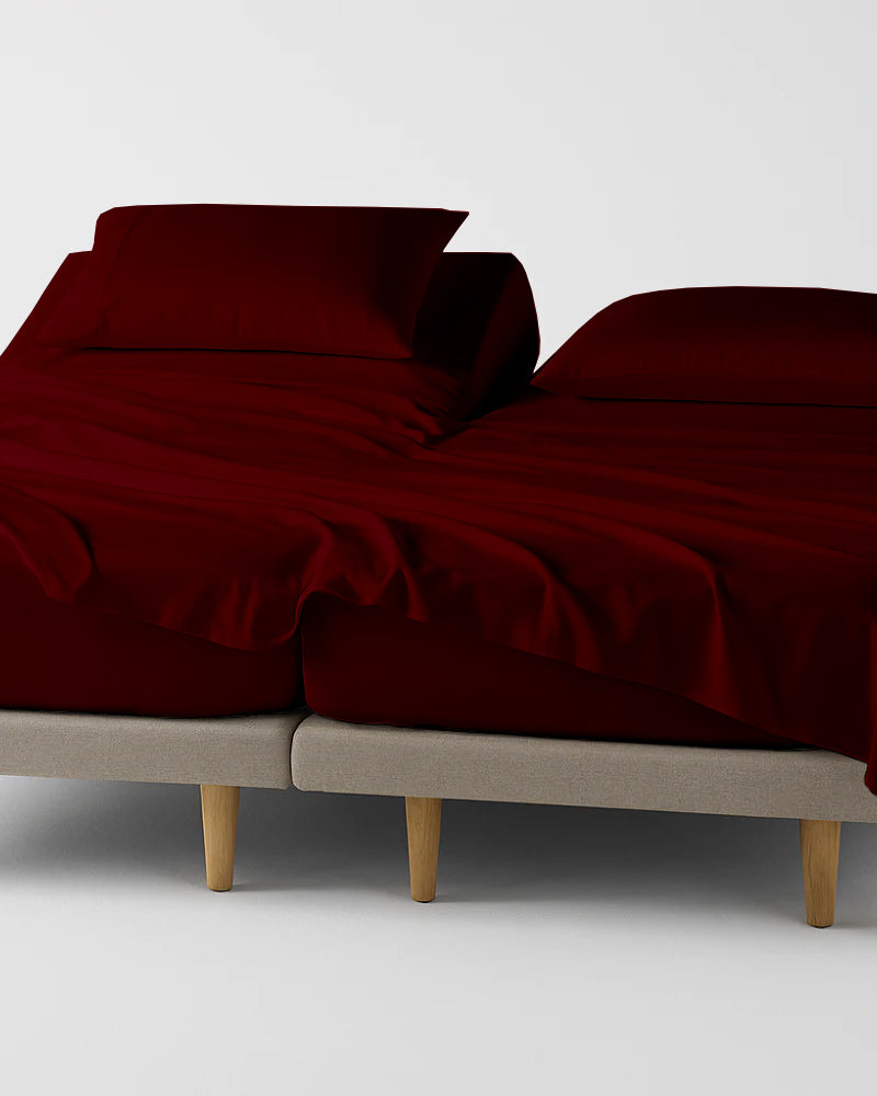 Softline Split Ultra-Soft 5-Piece Cotton Split Beds Sheet Set - Burgundy