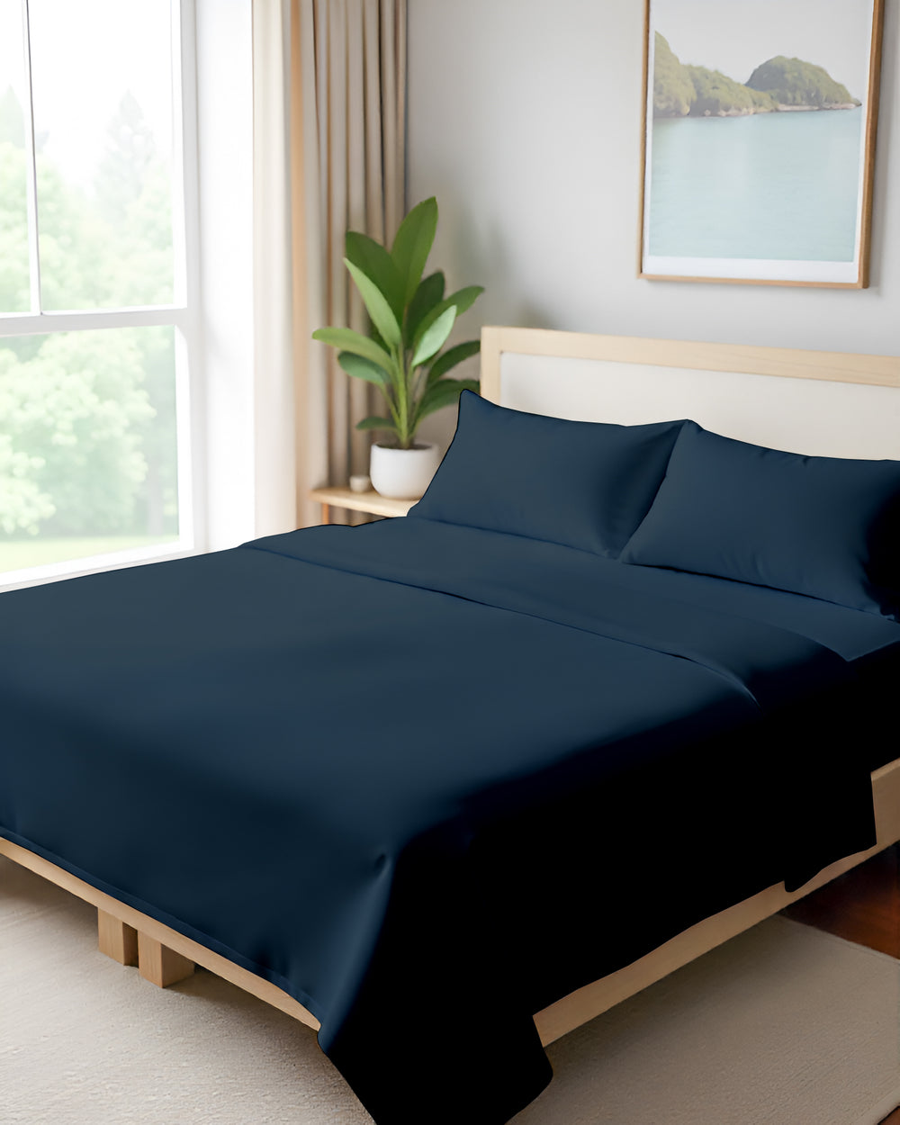 FlexNest 5 Piece Split Bed Sheet Set- Navy Blue