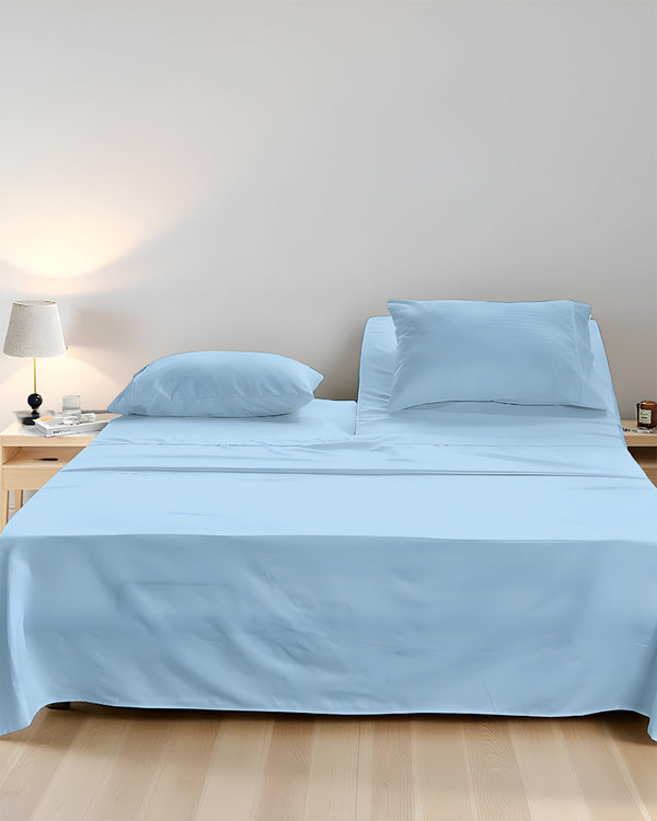 SleepEase Split Head 4 Piece Sheet Set- Light Blue