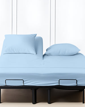 SplitLuxe Giza 4-Piece Split Head Sheet Set – Serenity Light Blue