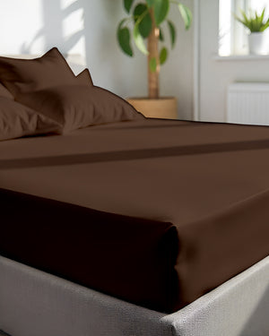 SleepNest 3 Piece Brushed Microfiber Fitted Sheet Set- Chocolate