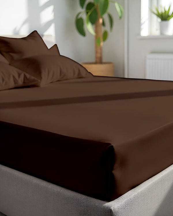 SleepNest 3 Piece Brushed Microfiber Fitted Sheet Set- Chocolate