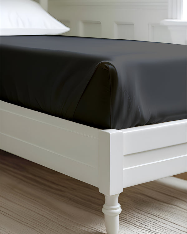 Luxe Giza Cotton 1 Piece Cot Fitted Sheet - Dark Gray