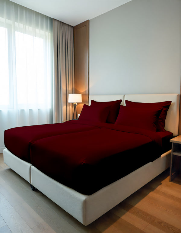 EliteFlex - 7 Piece Cotton Split Sheet Set for Adjustable Beds - Burgundy