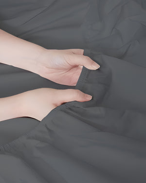 SleepSync Giza 1 Piece Split Head Fitted Sheet – Drift Dark Gray