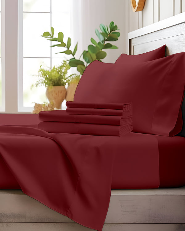 Comfort Kit Microfiber 4 Piece Bed Sheet Set – Burgundy